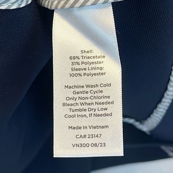 TALBOTS Women’s Blazer Size 4 Navy Blue Double-Breasted Career Jacket Lined Work - Picture 9 of 12